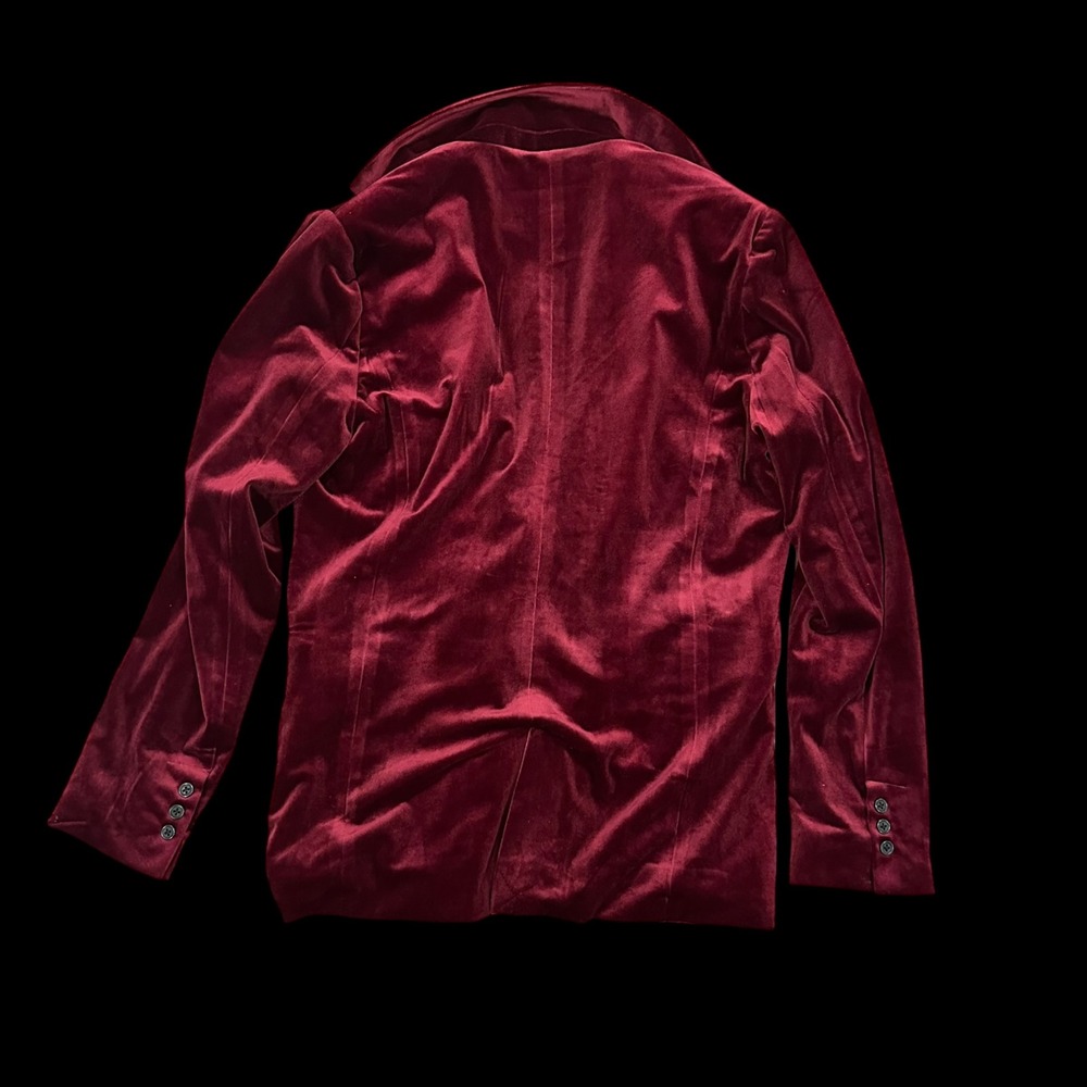 BLANKNYC Luxury Burgundy Velvet Blazer M Goth Chic Single Button Evening Jacket - Picture 3 of 6